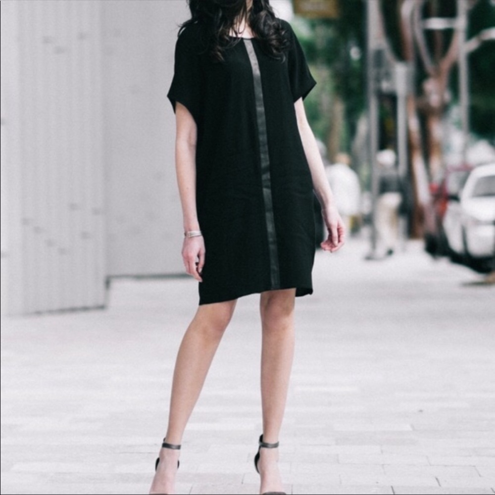 Madewell Leather Edged Easy Shirt Dress